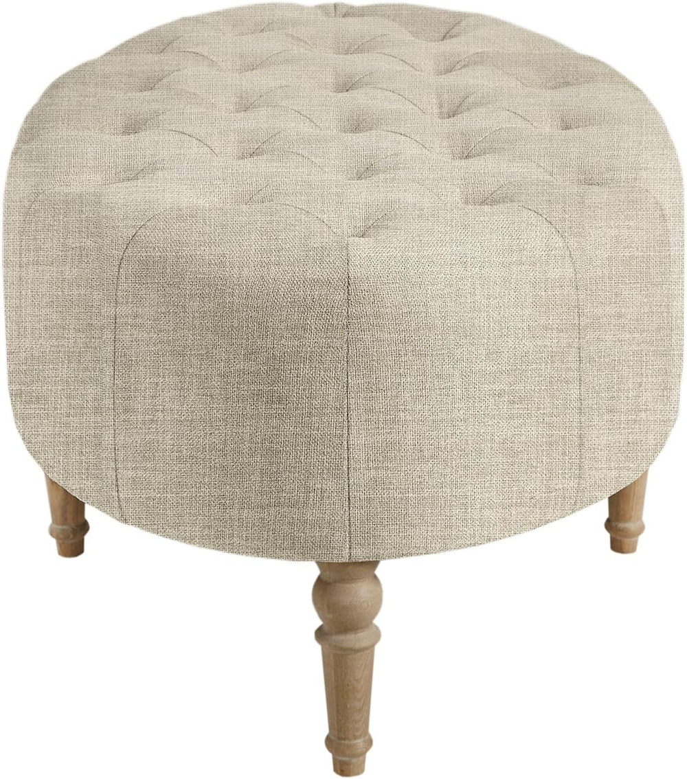 Martha Stewart Clara Coffee Table - Solid Wood Frame, Soft Fabric, Button Tuf...