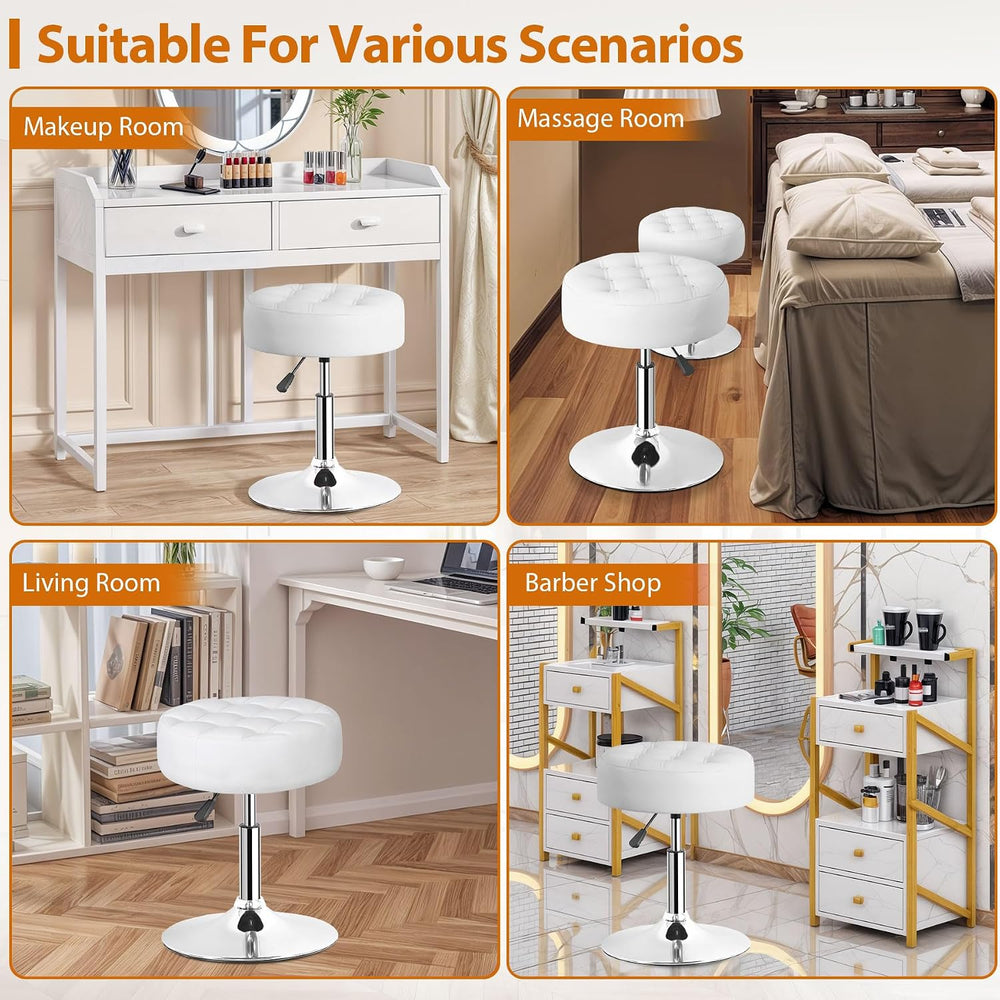 SUPER DEAL Set of 2 Vanity Stools for Makeup, Vanity Ottoman Chair with Adjus...