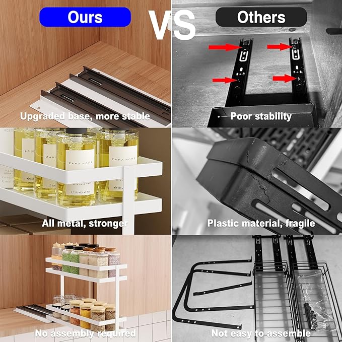 2 Pack Pull Out Spice Rack Organizer