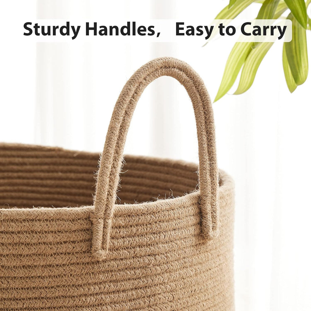 Fiona's magic Jute Rope Laundry Hamper, 72L Tall Blanket Storage