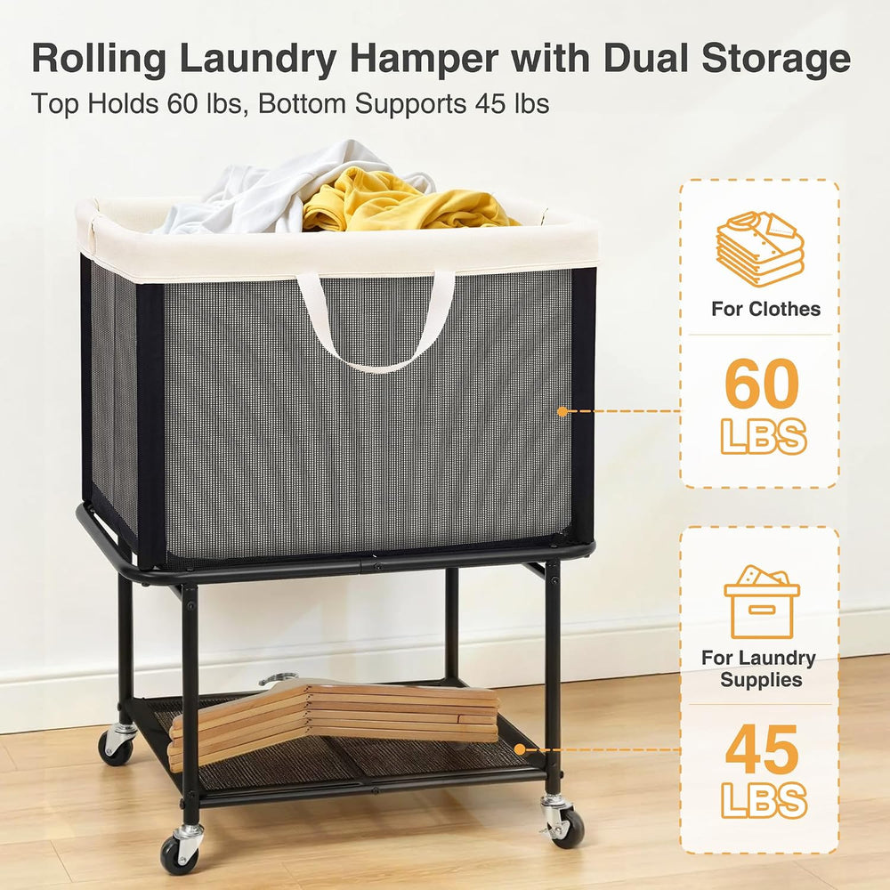 STO STO Rolling Laundry Hamper with Lockable Wheels, 29-Gallon (110L) Laundry...