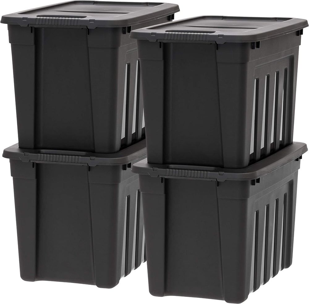 IRIS USA 4-Pack 20 Gal Heavy Duty Storage Totes with Lids, Black
