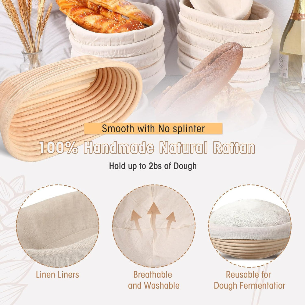 Gejoy 20 Sets Bread Proofing Baskets Bulk Banneton Dough Proofing Bowls Kit w...