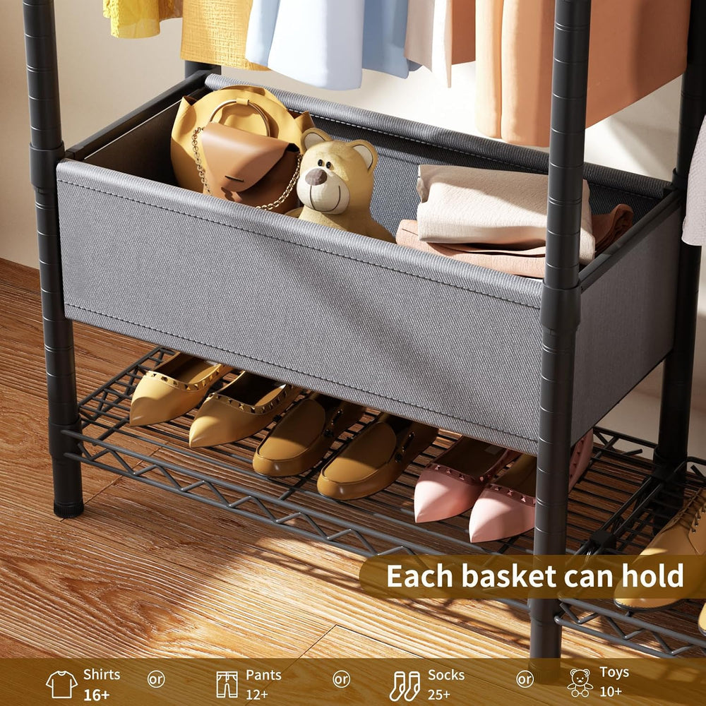 Golpart Heavy Duty Clothes Rack Metal Wardrobe with Adjustable Wire Shelves