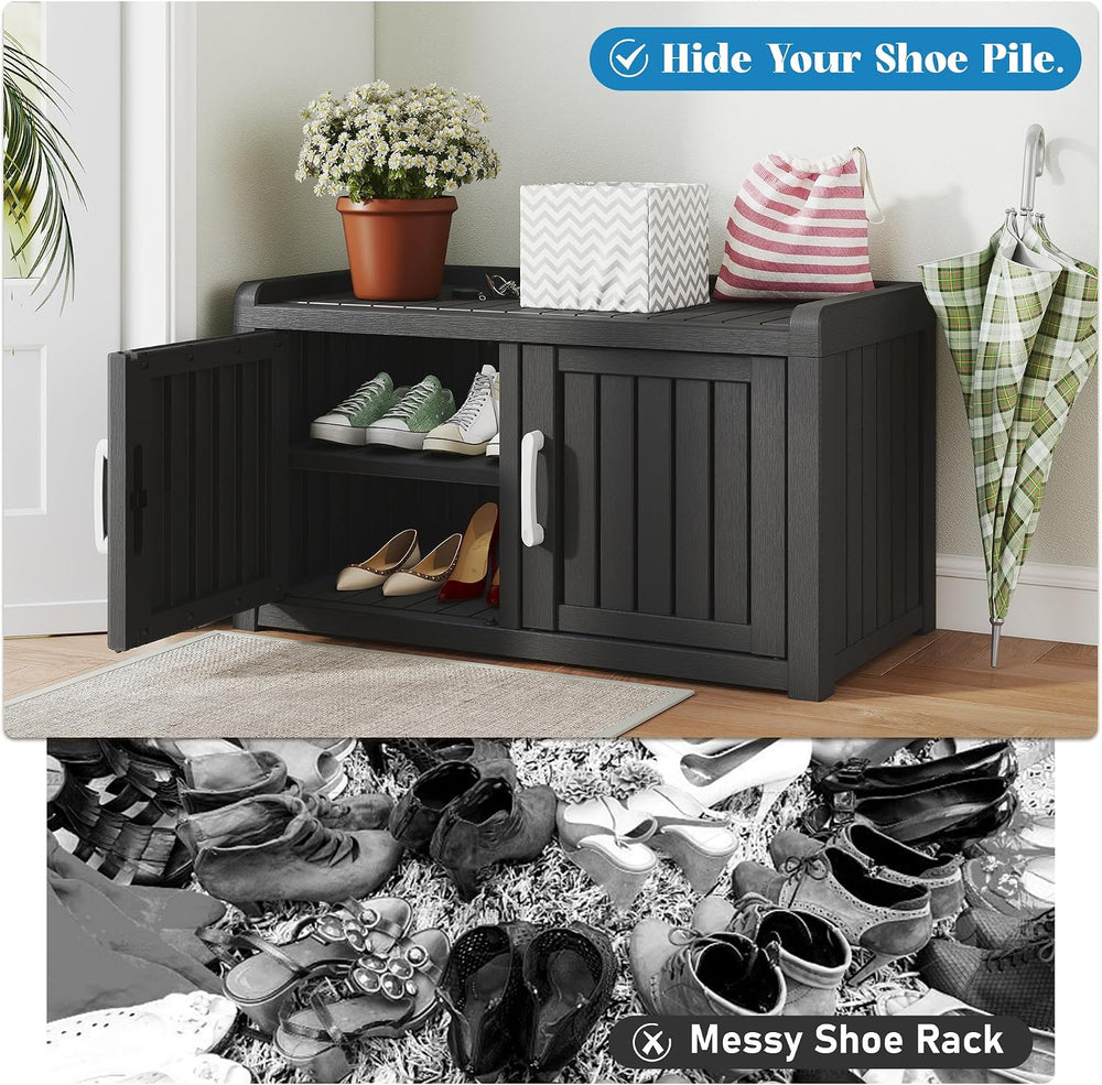 KAMABOKO 31.7" Shoe Storage Cabinet with Waterproof UV-Resistant, Entryw...