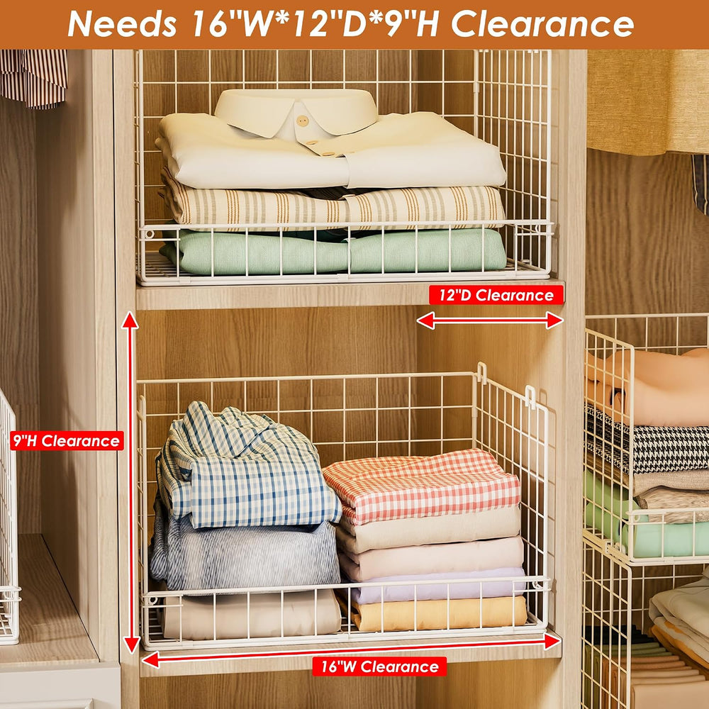 Huxitocan 6-Tier Stackable Closet Organizers and Storage Basket - Foldable Cl...