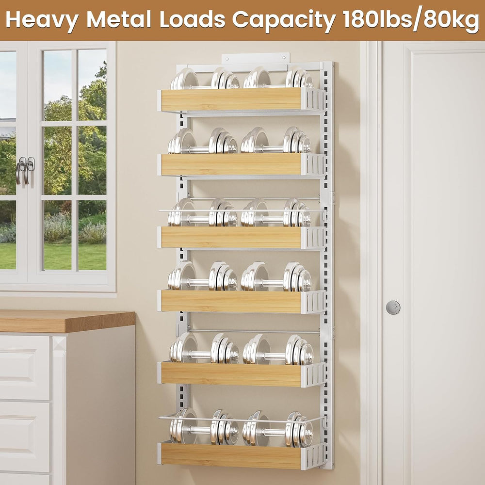 POKIPO 6 Tier Over The Door Pantry Organizer, 2-in-1 Door Hanging or Wall Mou...