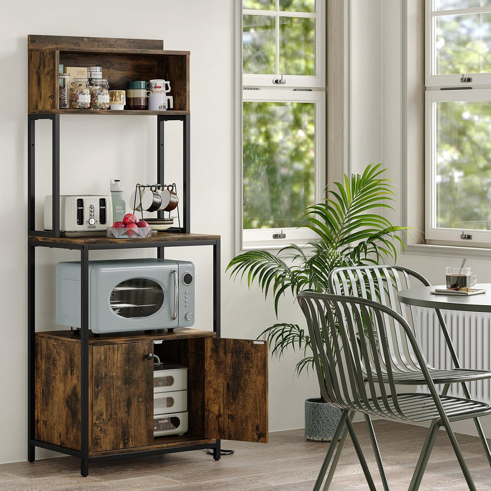 5-Tier Kitchen Bakers Rack with Power Outlet, Industrial Microwave Oven Stand...