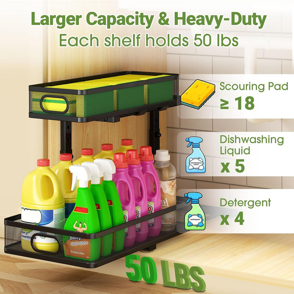 Under Sink Cabinet Organizer 2-Pack for Kitchen&Bathroom