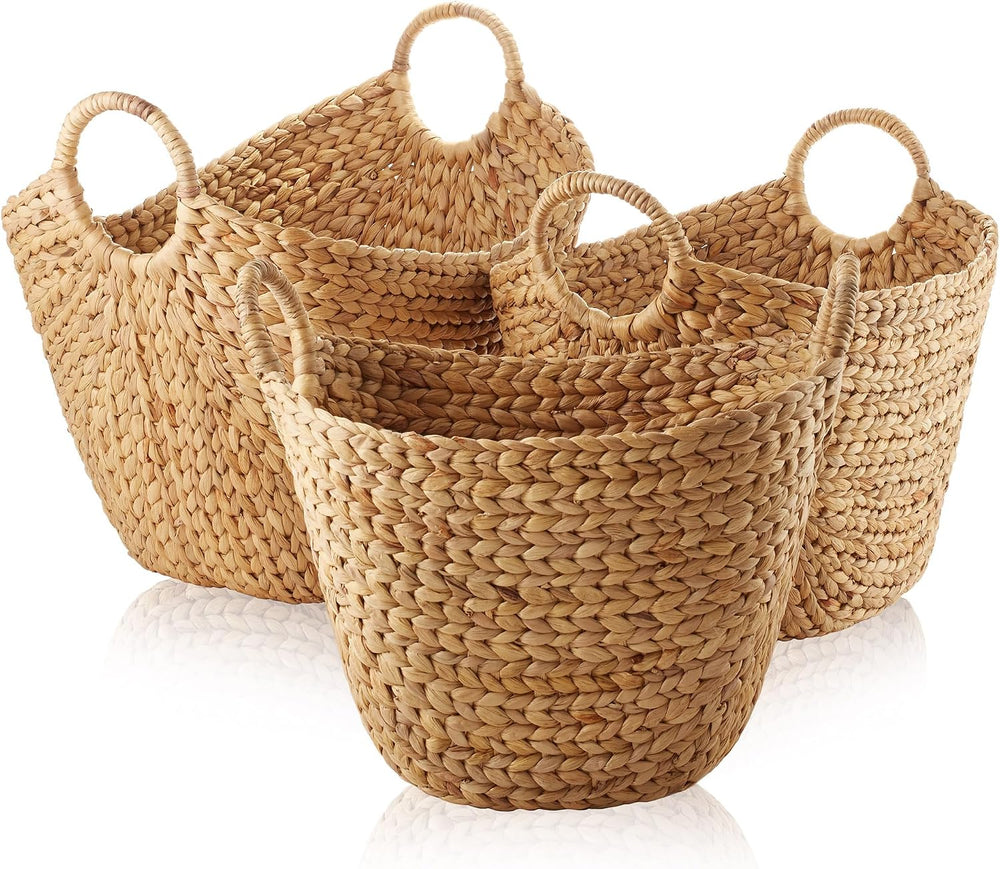 Casafield Set of 3 Multipurpose Boat Baskets with Handles - Natural, Woven Wa...