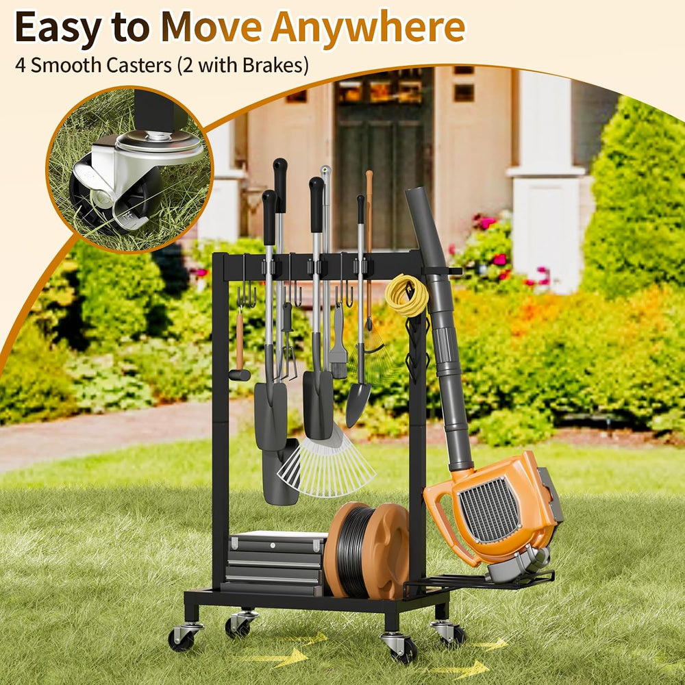 Broom Holder with Cleaning Supplies Organizer, 18" Wx11.8 Dx34.6 H