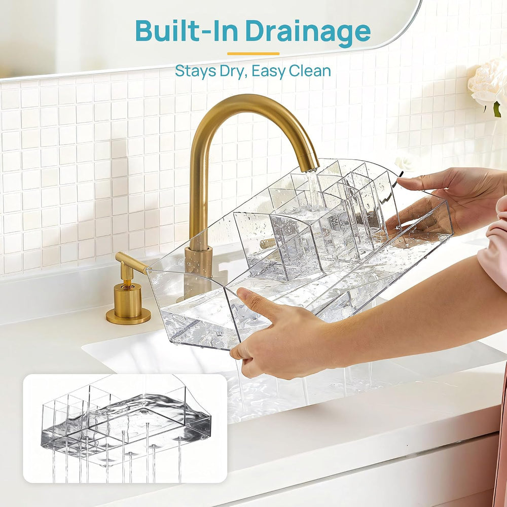 Vtopmart 8 PCS Bathroom Countertop Organizer, 1 Divided Tray with 4 Qtip Hold...
