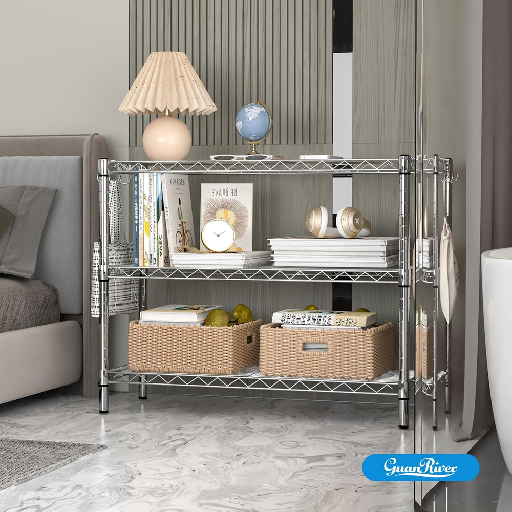 3-Shelf Adjustable Metal Wire Shelving,Chrome,36"L x 14"W x 30"H