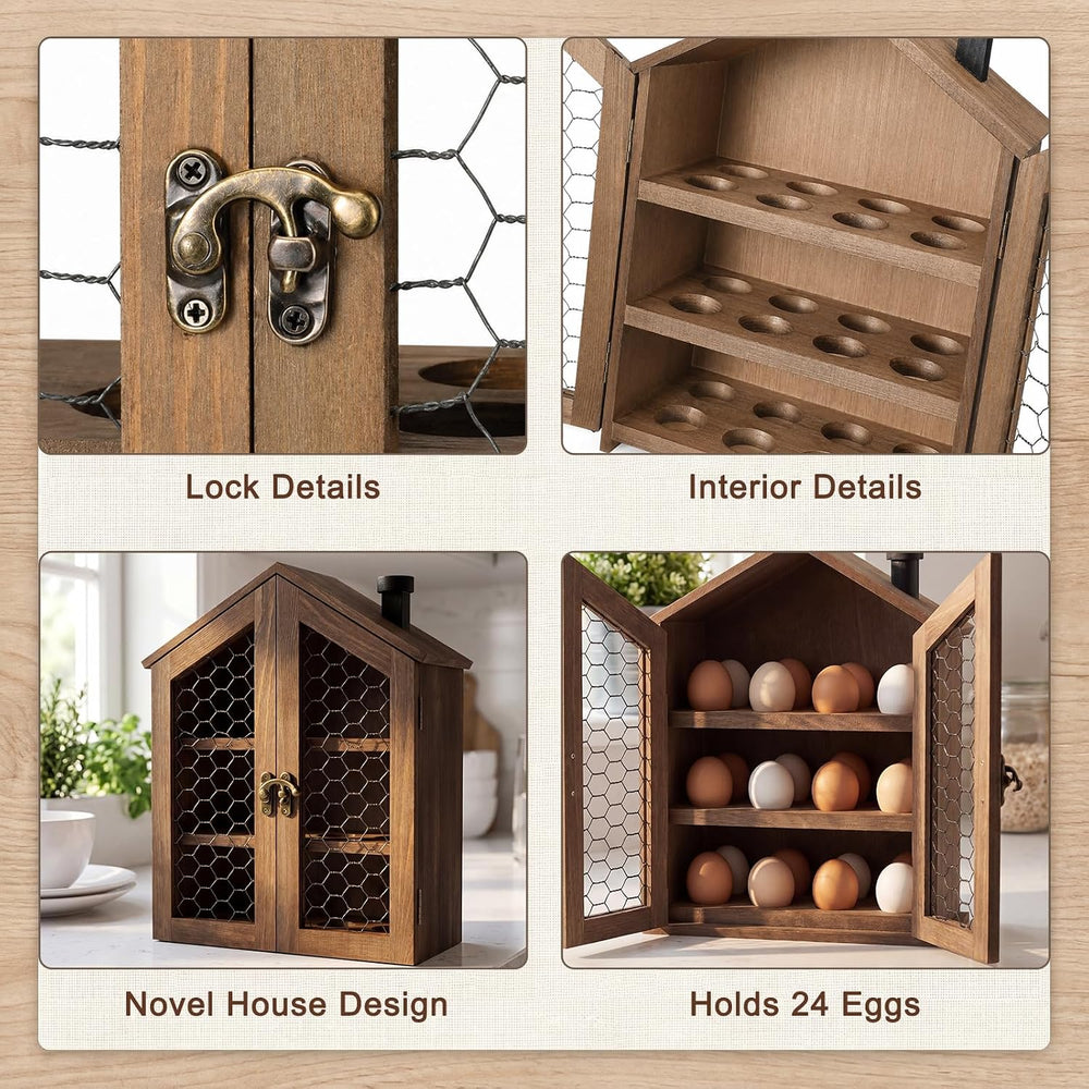 Xuhal Wooden Egg Holder Countertop Farmhouse House Shape Egg Storage Decor 3 ...