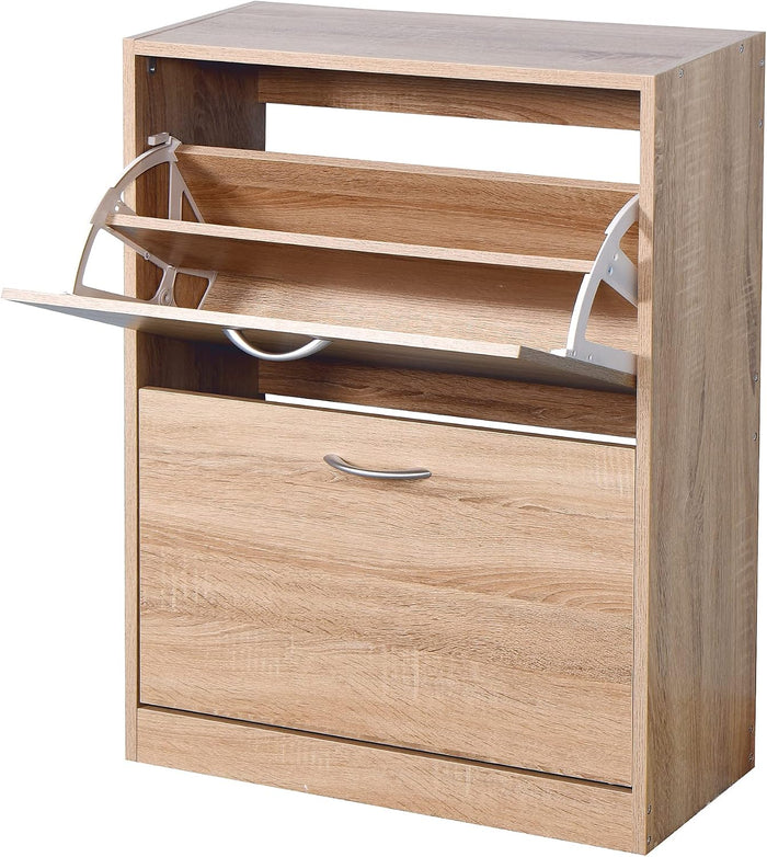Shoe Cabinet, 2 Flip Drawers Wooden Freestanding Shoe Rack, Wooden Shoe Storage Cabinet for Living Room, Entryway and Corridor