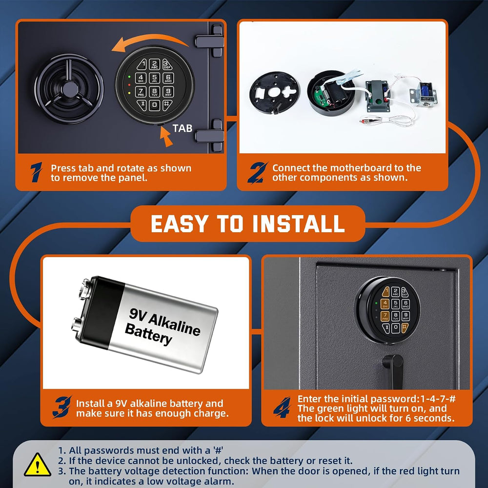 Electronic Gun Safe Lock Replacement Keypad with Solenoid Lock - Black