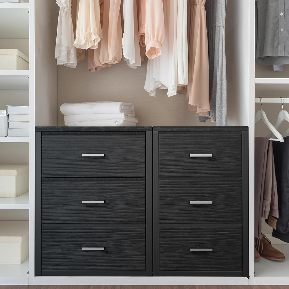 BOLUO Closet Drawers Black Fabric 3 Drawer Small Dresser for Closet Organizer...