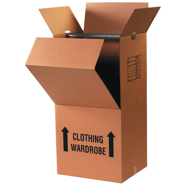 Partners Brand PWARDCOMBOMS Pre-Printed Wardrobe Moving Boxes, 20" Length x 20" Width x 45" Height, Kraft (Pack of 3)