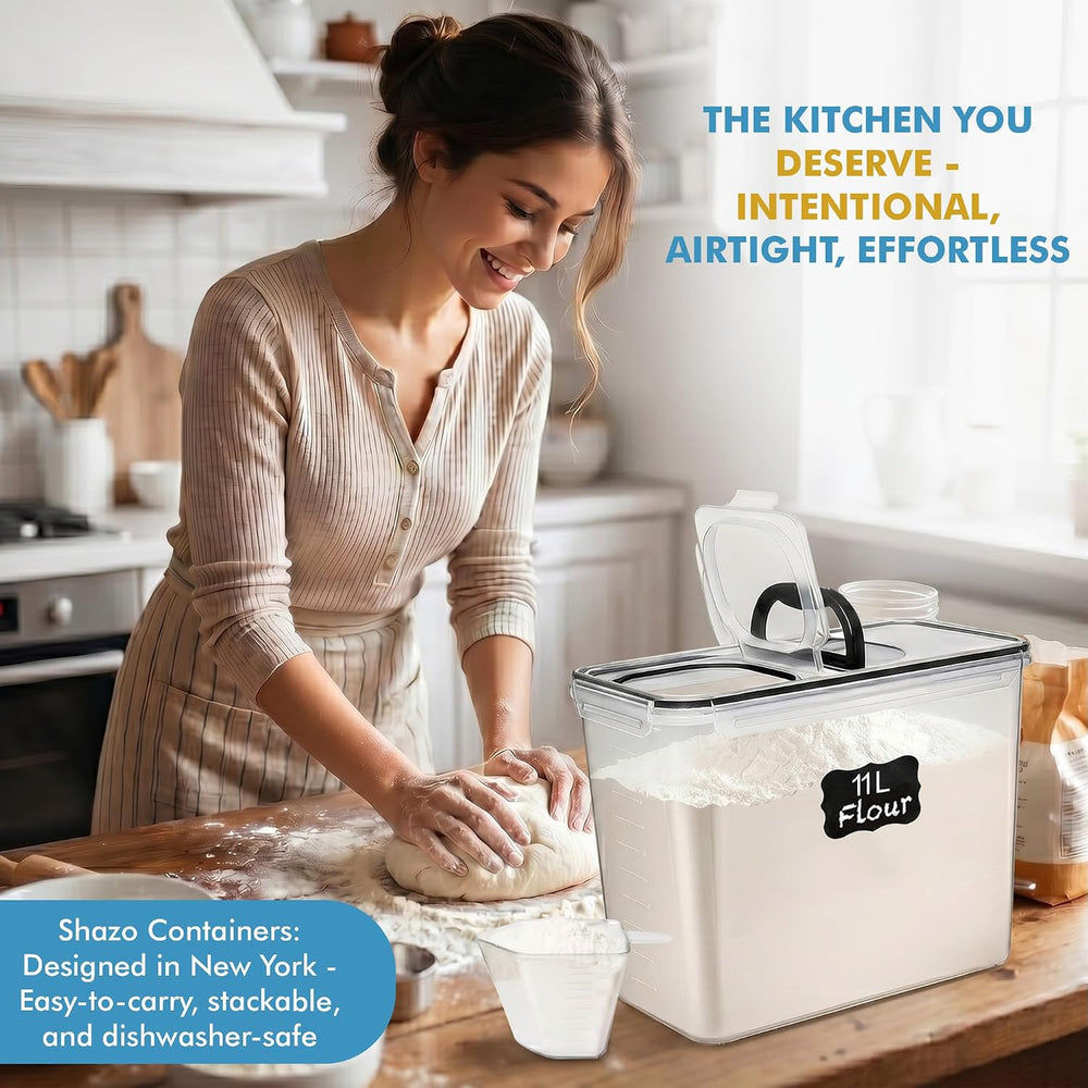 Shazo 2 PC (11L | 372 oz) Flour Sugar Storage Containers with Spout Lid &...