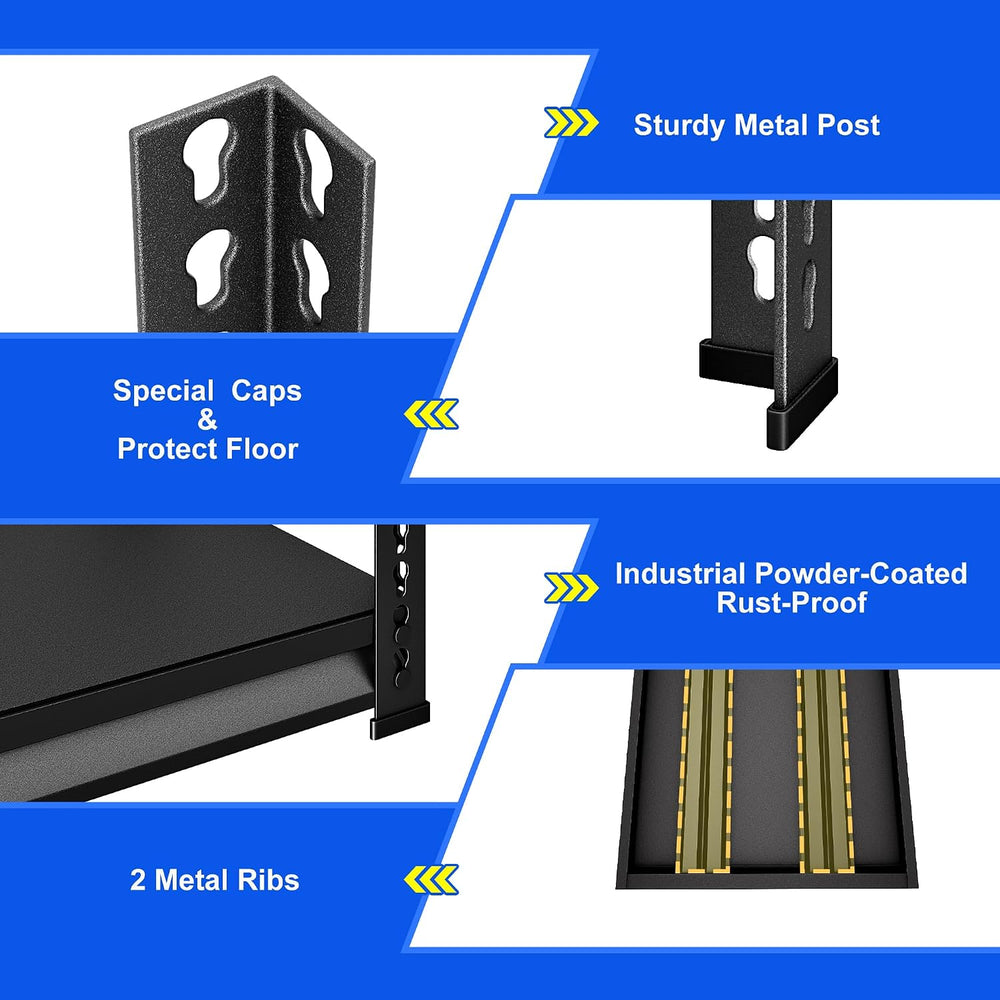 48" W Garage Shelving Heavy Duty, 1800LBS Loads Adjustable Garage Storag...