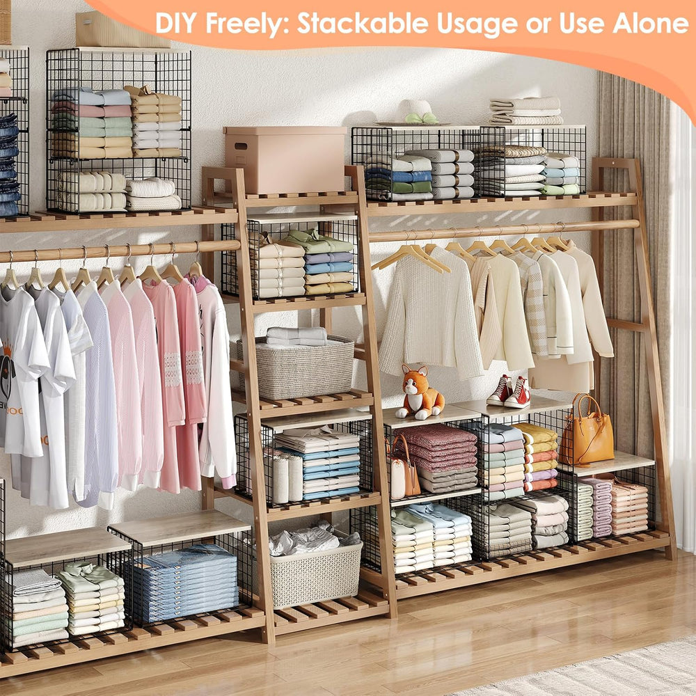5-Tier Large Stackable Closet Organizer and Storage Basket, Sturdy Closet She...