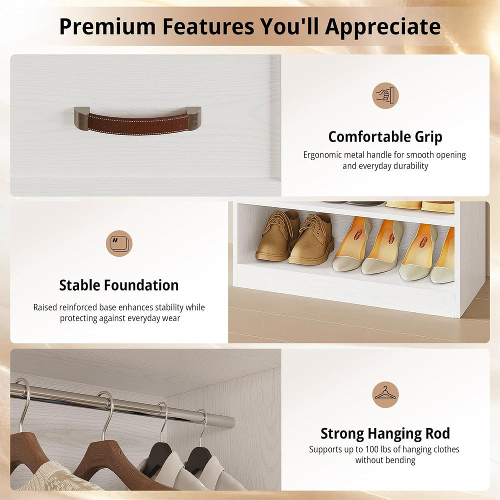 IRONCK Closet Organizer System with 2 Drawers & Adjustable Shelves, 29.6&...