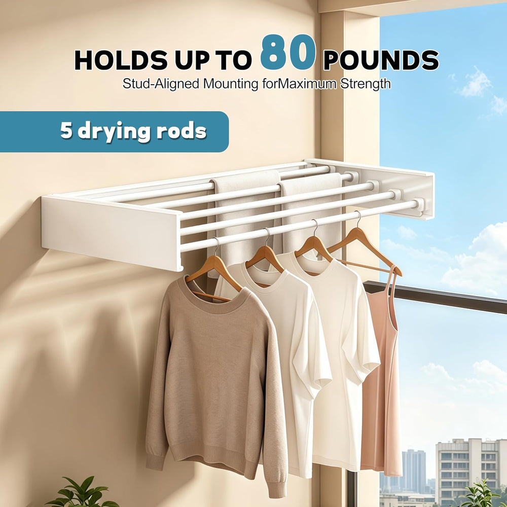 Wall Mounted Clothes Drying Rack 31.5" Wide,Foldable Wall Mount Laundry ...