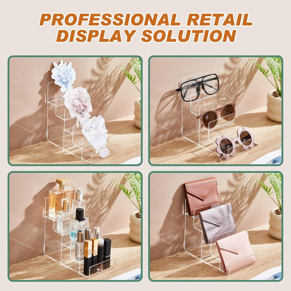 2 Pack 5-tier Acrylic Display Stand for Purses & Wallets