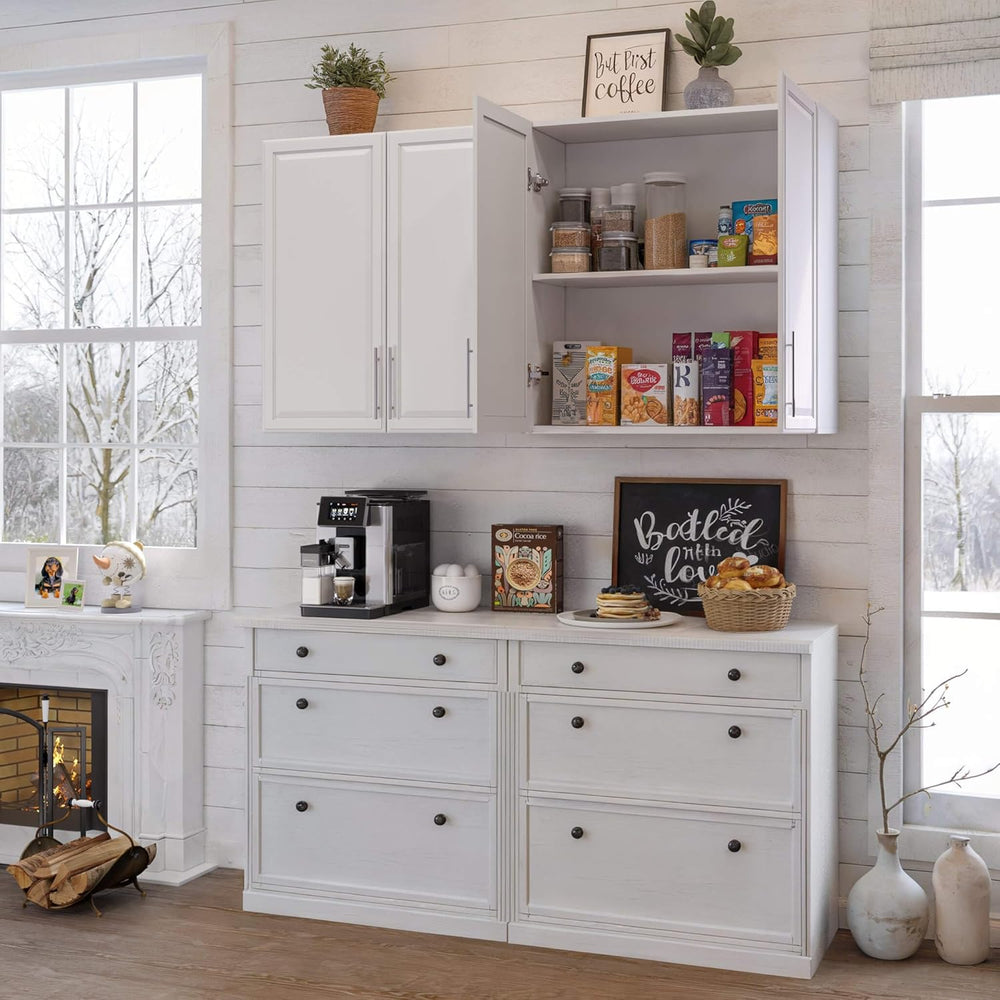 NEWOWNDS 30’’W Kitchen Cabinets Wall Mounted, Wall Cabinet Storage with Adjus...