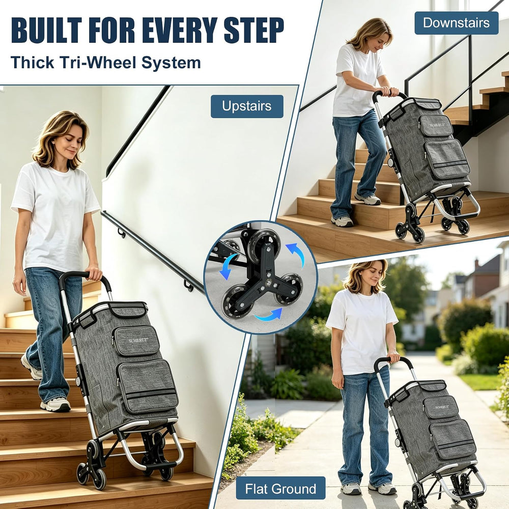 3-in-1 Foldable Stair Climbing Shopping Cart, Hand Truck & Backpack
