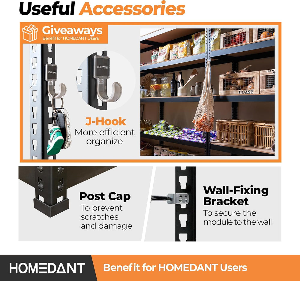 HOMEDANT 35.9" W 5 Tier Heavy Duty Garage Shelving Adjustable Metal Rack...