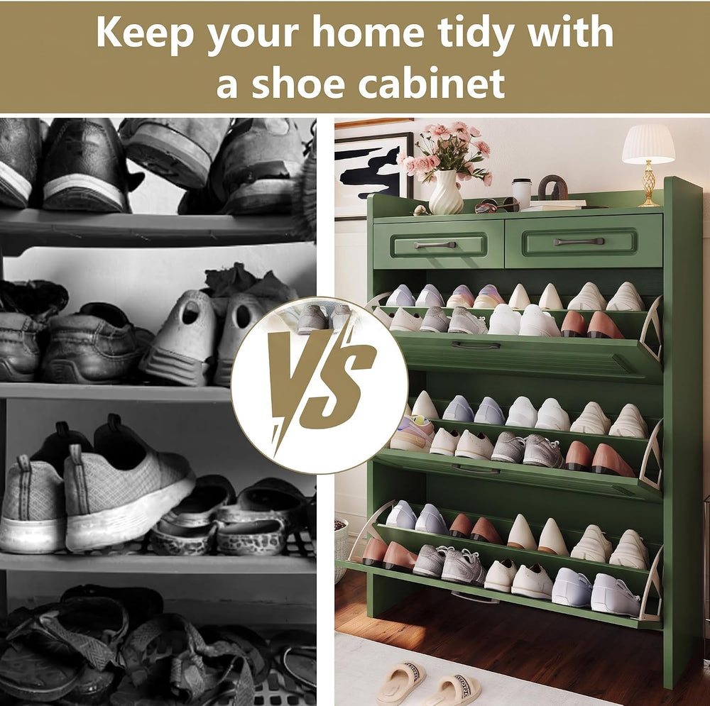 Shoe Cabinet for Entryway with 3 Flip Drawers & 2 Top Drawers