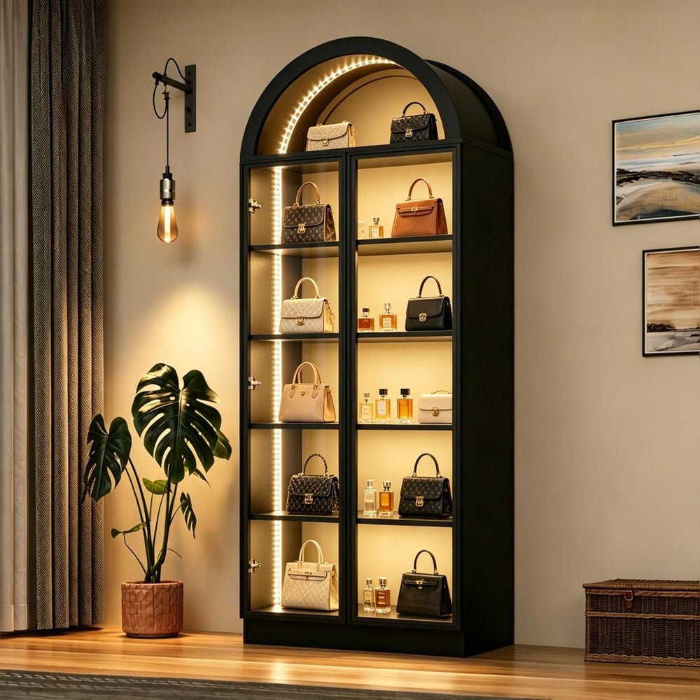 Wildhome Arch Display Cabinet with Acrylic Glass Door,77" Tall Curio Cab...