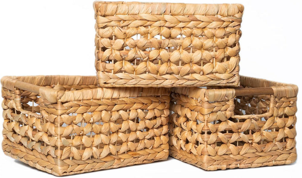NAYA Set of 3M (11.6"x8,9"x6,9") Water Hyacinth Shelf Storage ...