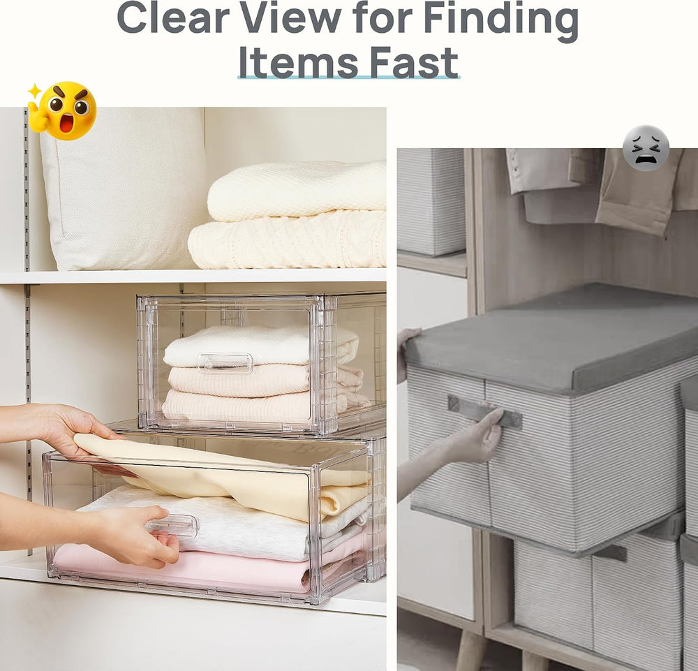 Vtopmart 2 Pack Clear Stackable Storage Drawers 15QT