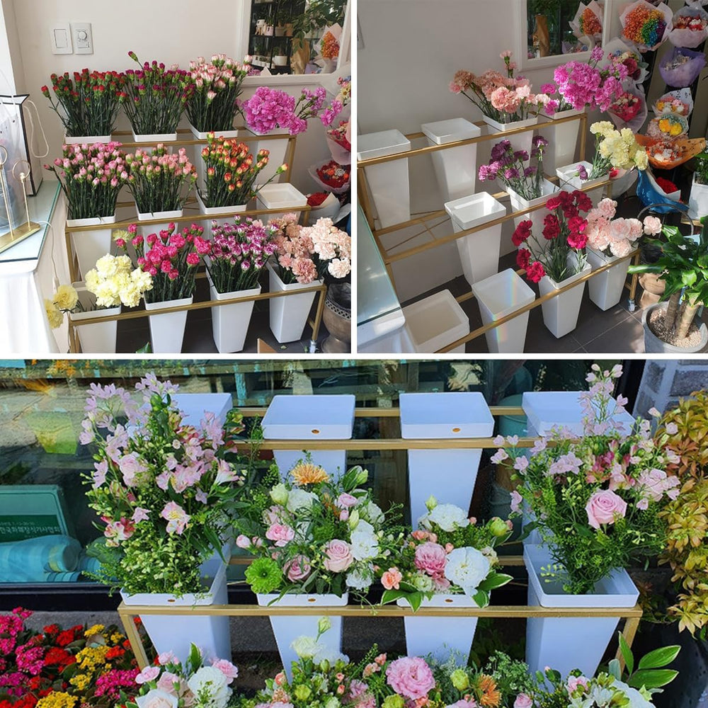 DYRABREST 3 Tier Flower Display Stand Metal Plant Stand with 12pcs Buckets an...