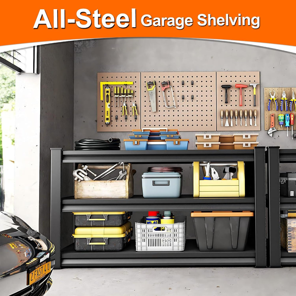 Metal Storage Garage Shelving - 48" W x 16" D x 39" H Black