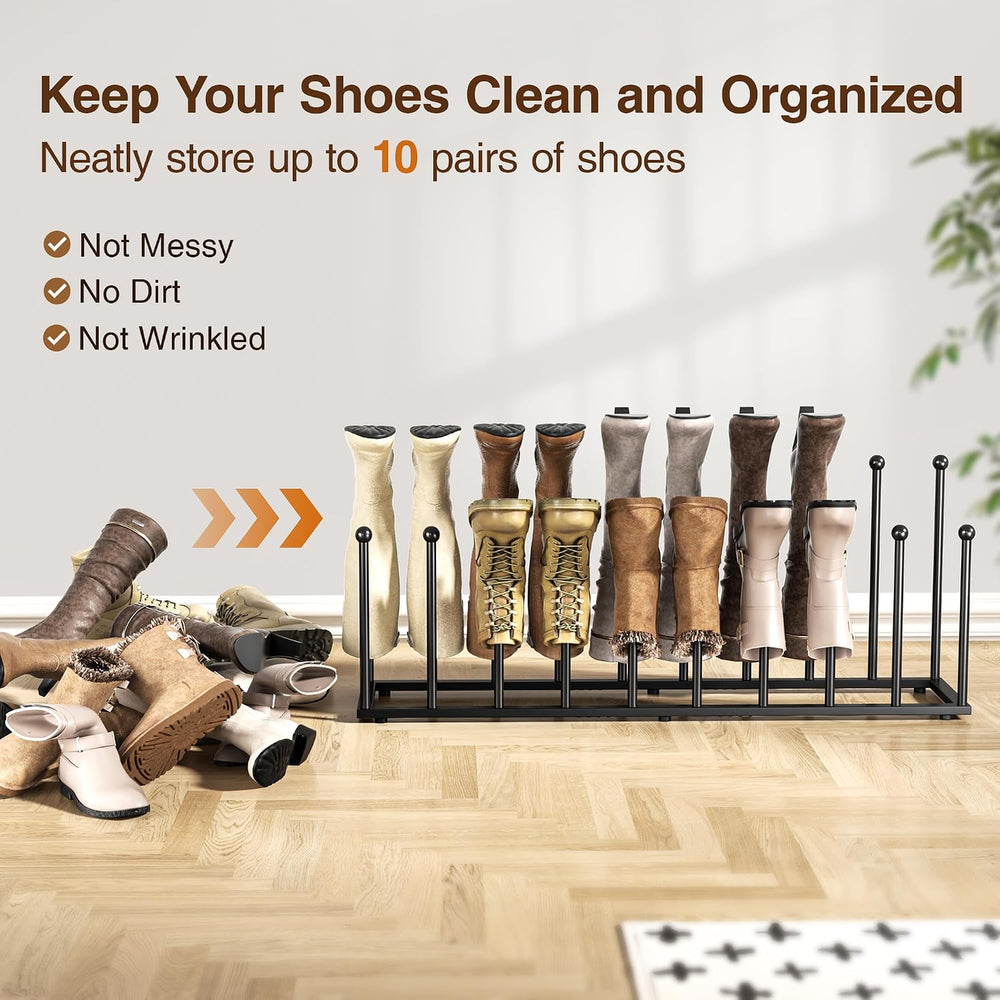 Freestanding Boot Rack, Shoe Storage Organizer Fit for 10 Pairs, Black