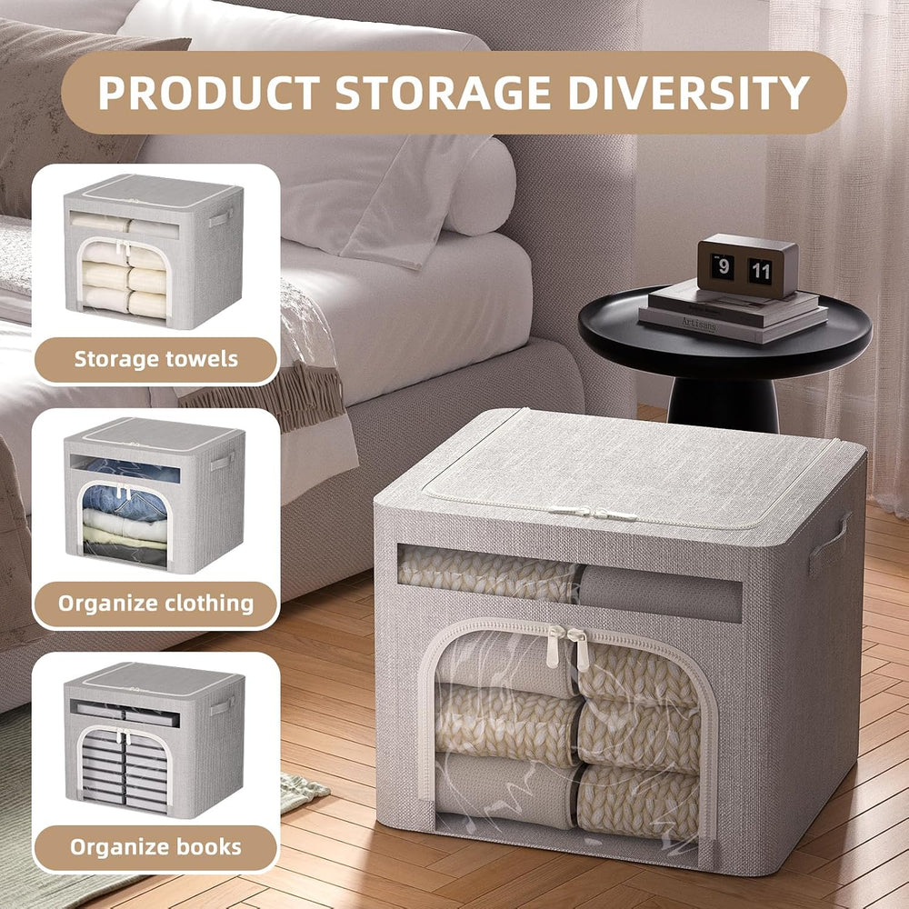 FHSQX 6 Pack Foldable Storage Bins for Clothes Clothes Storage Bins with Meta...