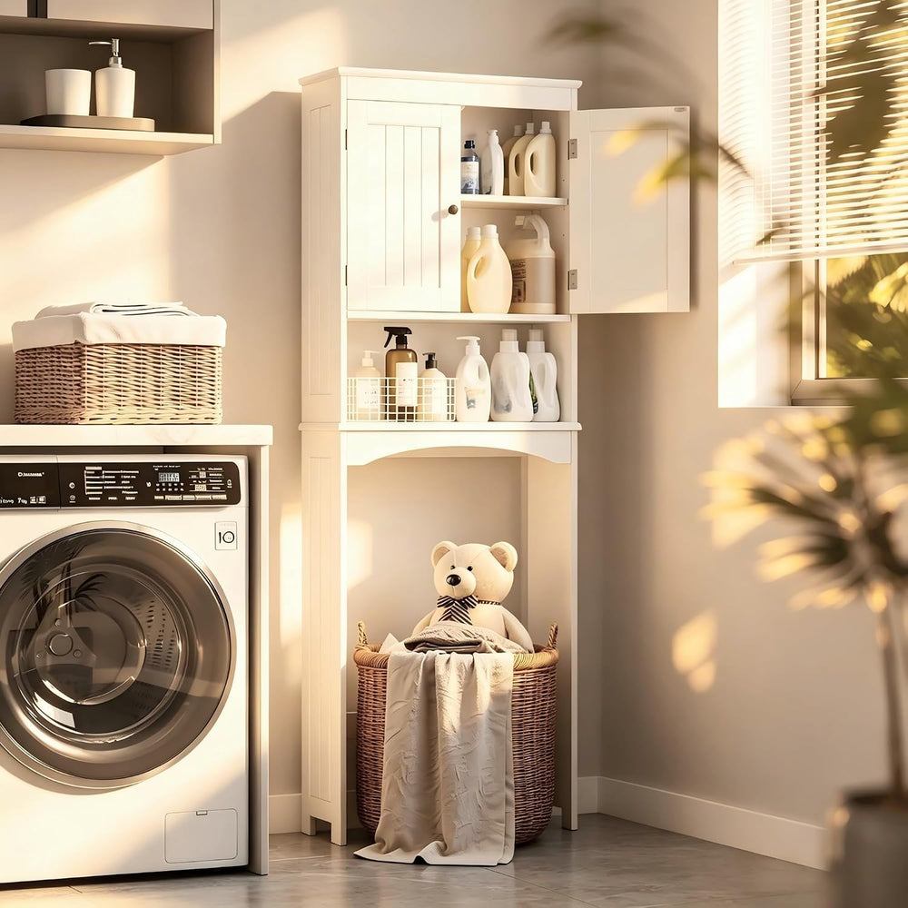 Bealife Over The Toilet Storage Cabinet with Open Shelf - White
