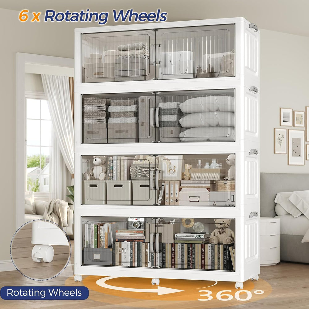 120Gal Extra Large Stackable Storage Bins with Lid, 480QT Foldable Collapsibl...
