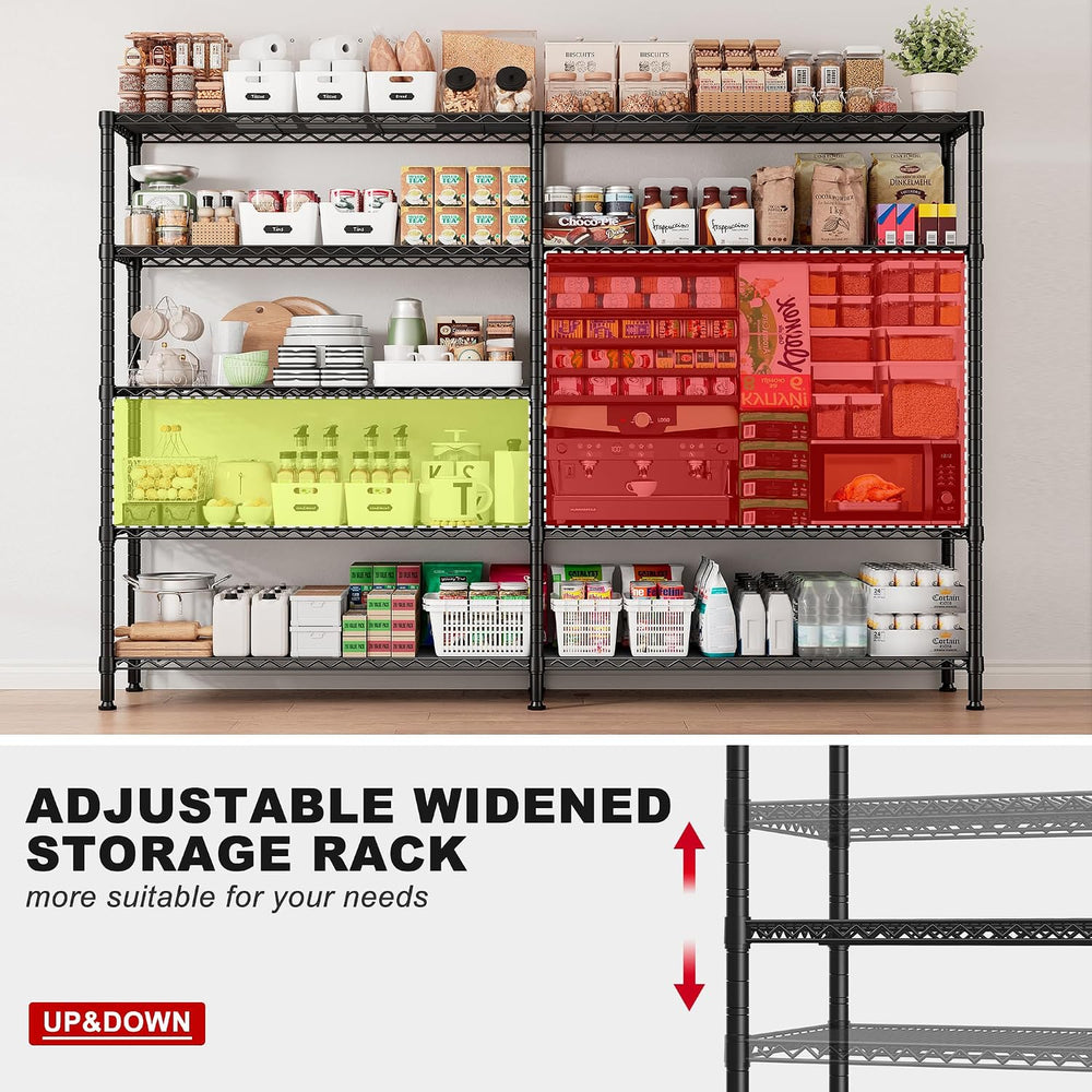 REIBII 72.8" W Storage Shelves Load 1600LBS, 5 Tier Metal Shelving Unit