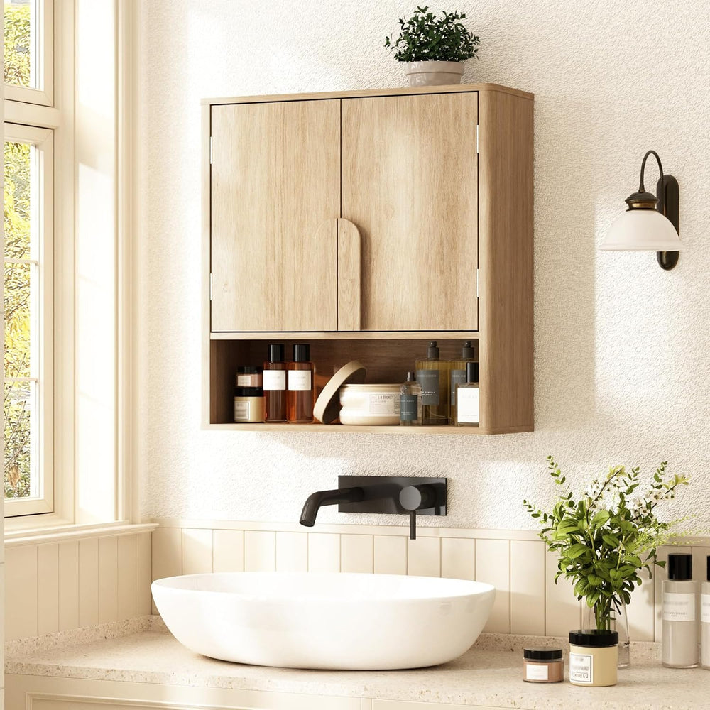 RUSTOWN Wall Mounted Bathroom Cabinets with Rounded Edges & Curved Handles