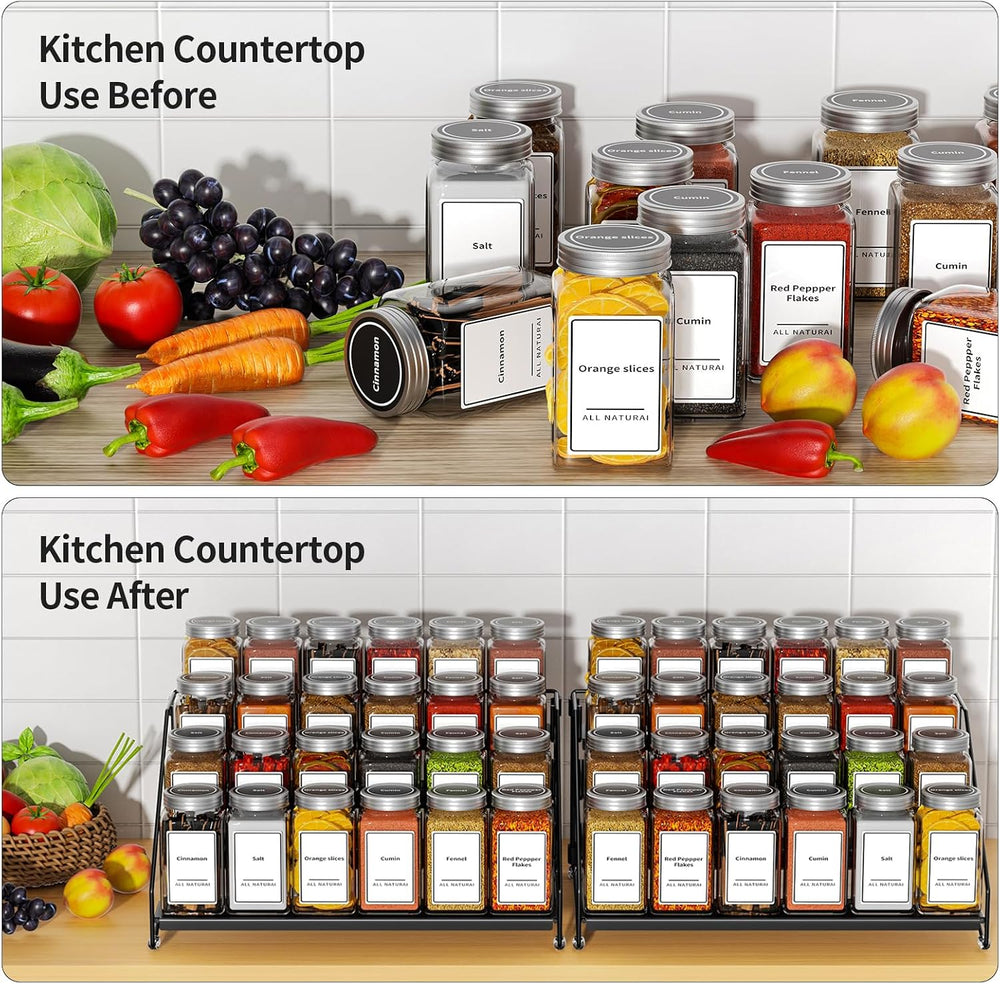 BOIVSHI 4 Tier Spice Rack Organizer, Spice Rack for Cabinet, Adjustable Depth...