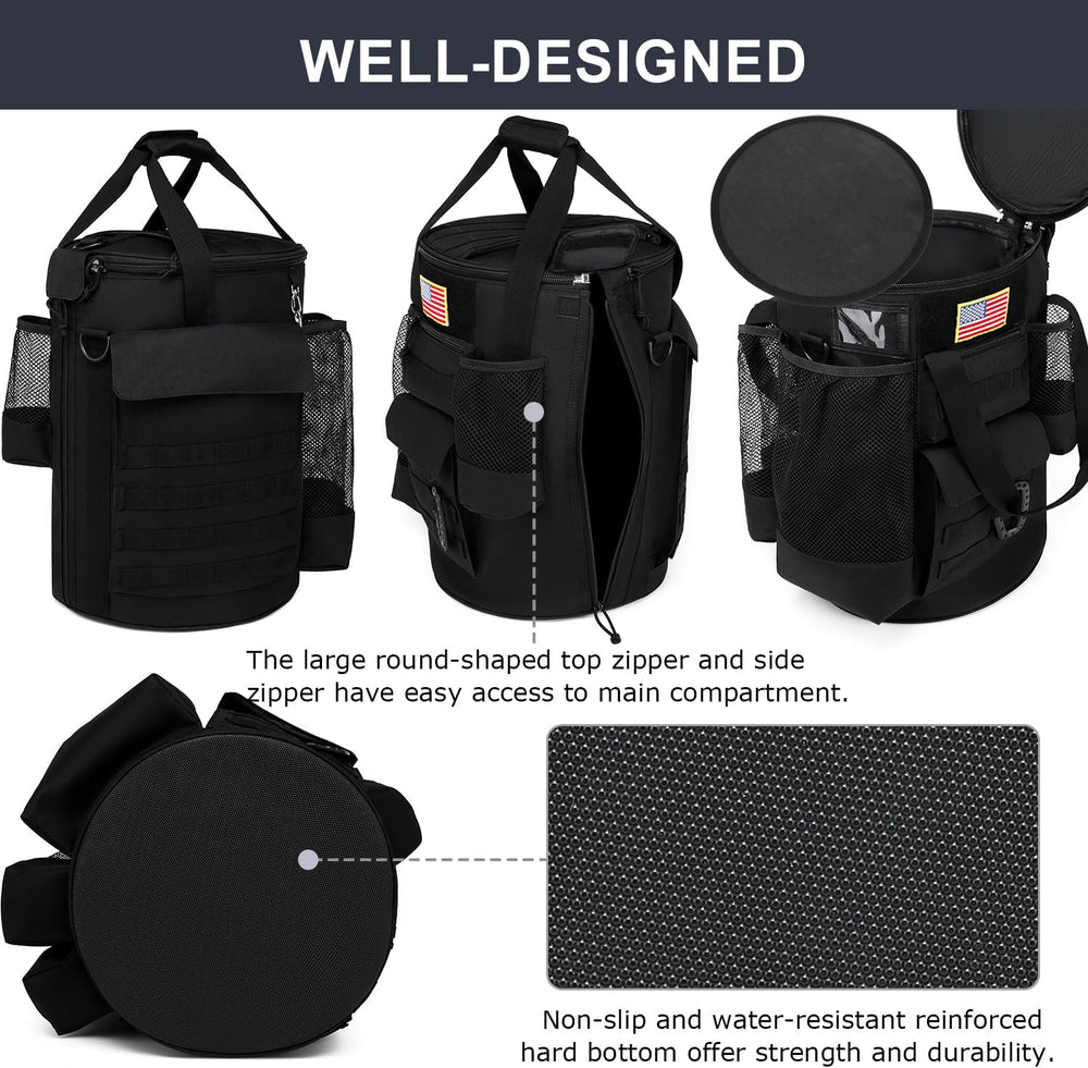 Baseball Bucket Bag 6 Gallon Tactical Softball Coaches Bag with Padded Seat