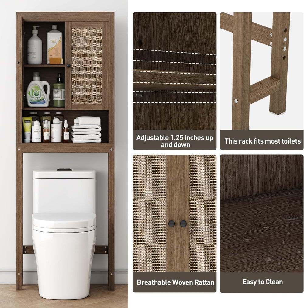 knoworld Rattan Over The Toilet Storage Cabinet, Above Toilet Bathroom Organi...
