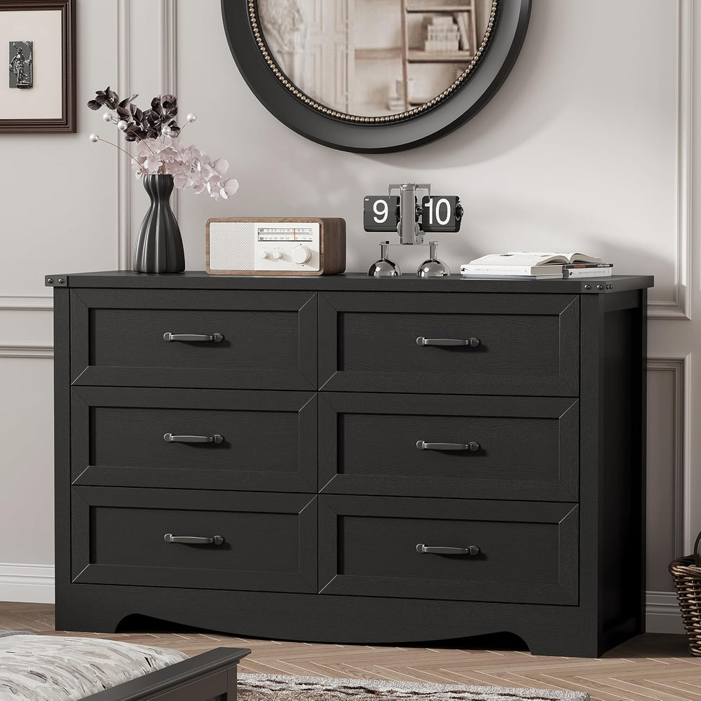 Dresser for Bedroom with 6 Drawers, 48" Wide Wood Chest of Drawers with ...