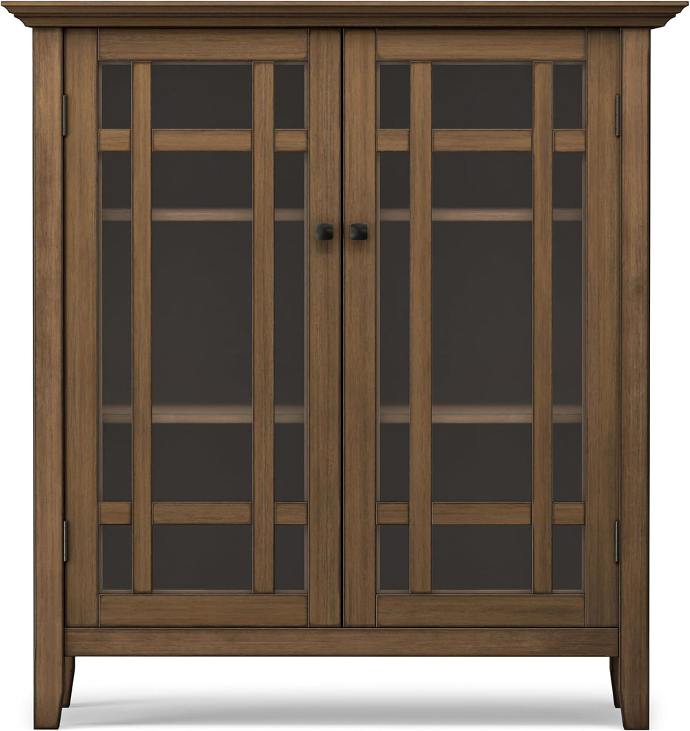 SIMPLIHOME Bedford 39" Solid Wood Cabinet in Rustic Natural Aged Brown