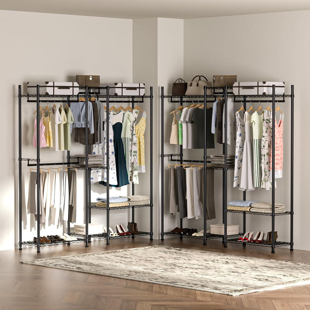 Garment Rack Heavy Duty Clothes Rack Adjustable Freestanding Metal Portable W...