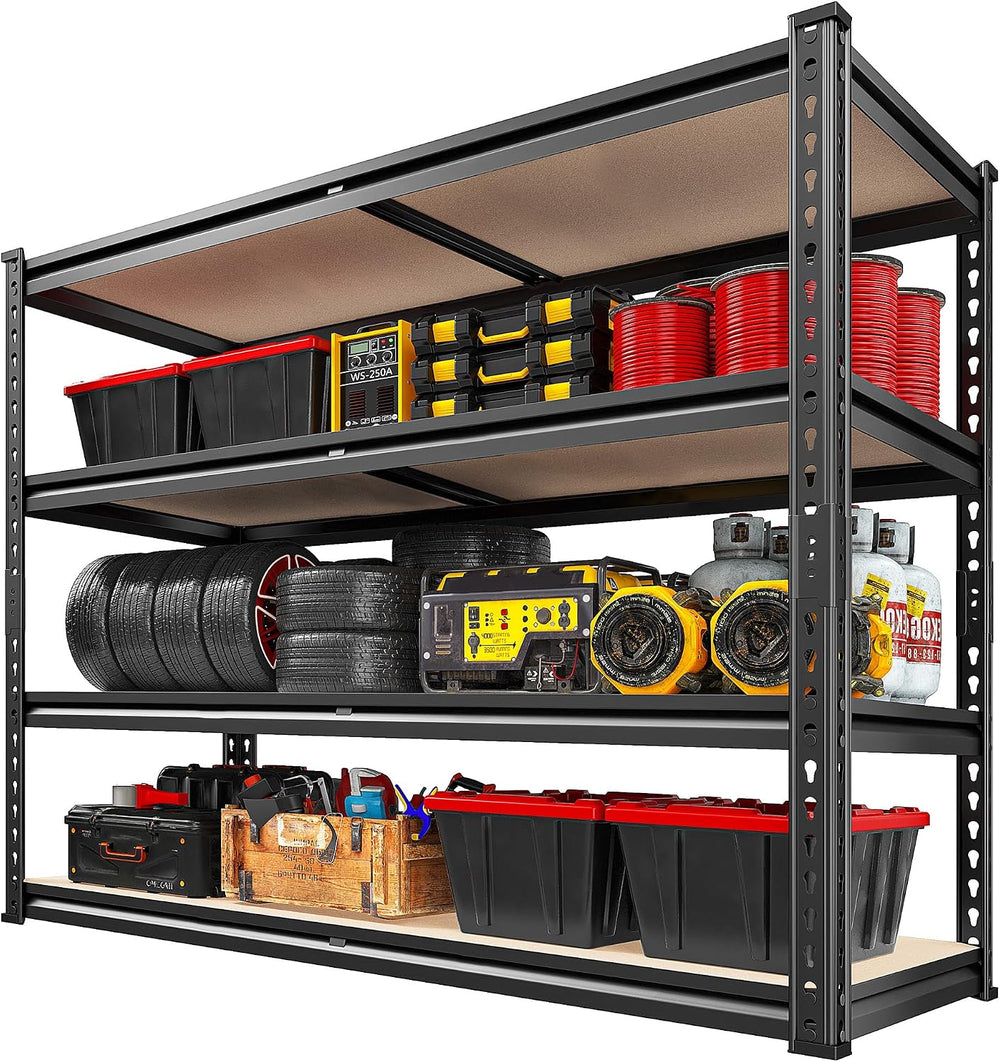 REIBII 2000LBS Storage Shelves,4-Tier Adjustable Garage Shelving for Pantry